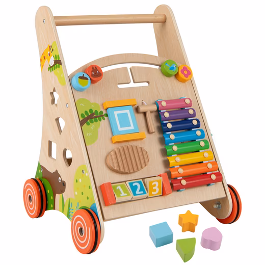Walker Wooden baby walker with wheels, Montessori toy
