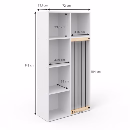Bookcase Marvin, White, 72 x 143 cm - Image 3