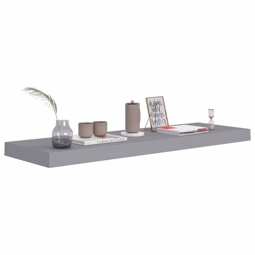 Wall Shelf Floating Shelf Wall Board Hanging Shelf Wall Shelf Wall Shelf 2 Pcs Grey 80x2 - Image 3