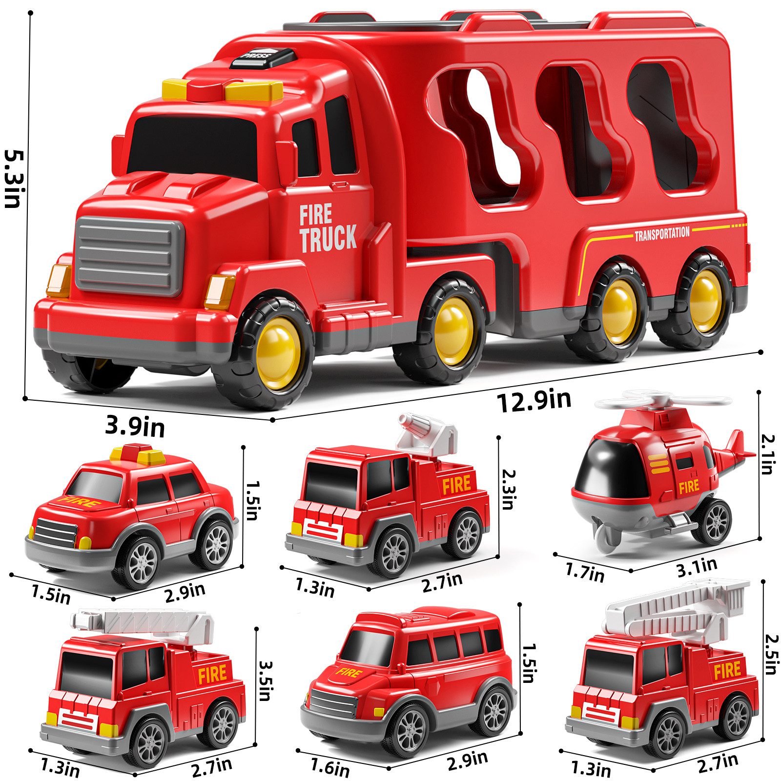 Toy Car 7 Pack Carrier Truck Transport City Vehicles Toy - Image 8