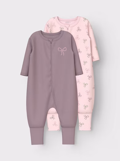 NBFNIGHTSUIT 2P ZIP FF PINK BOW NOOS leisure suit Pack of 2