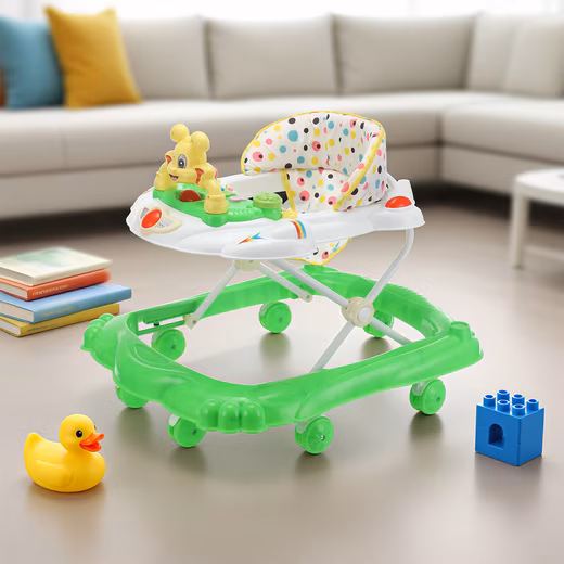 Baby walker, height-adjustable baby walker with play center Walker with music and light, play and dining table