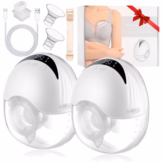 Electric breast pump with milk container, portable, 4 modes, 12 levels, LCD display, quiet operation 4 modes, 12 levels, LCD display, quiet technology, leak-proof, portable, battery-powered