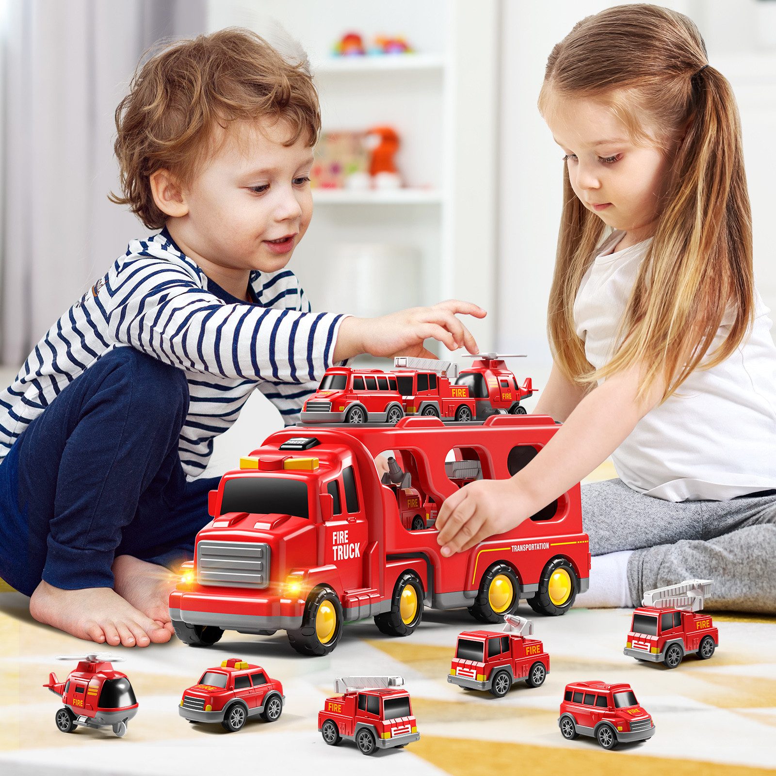 Toy Car 7 Pack Carrier Truck Transport City Vehicles Toy - Image 12