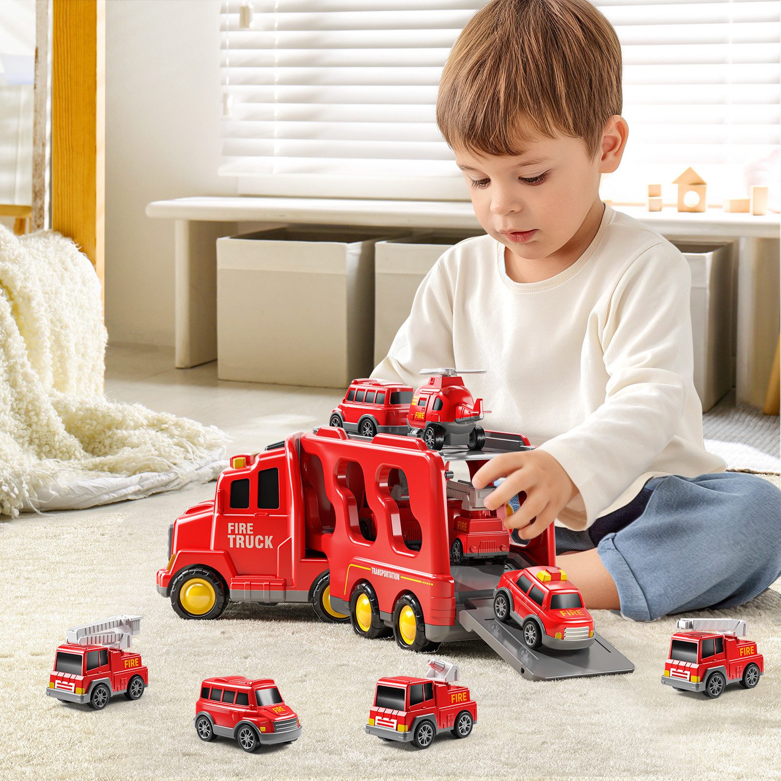Toy Car 7 Pack Carrier Truck Transport City Vehicles Toy - Image 14