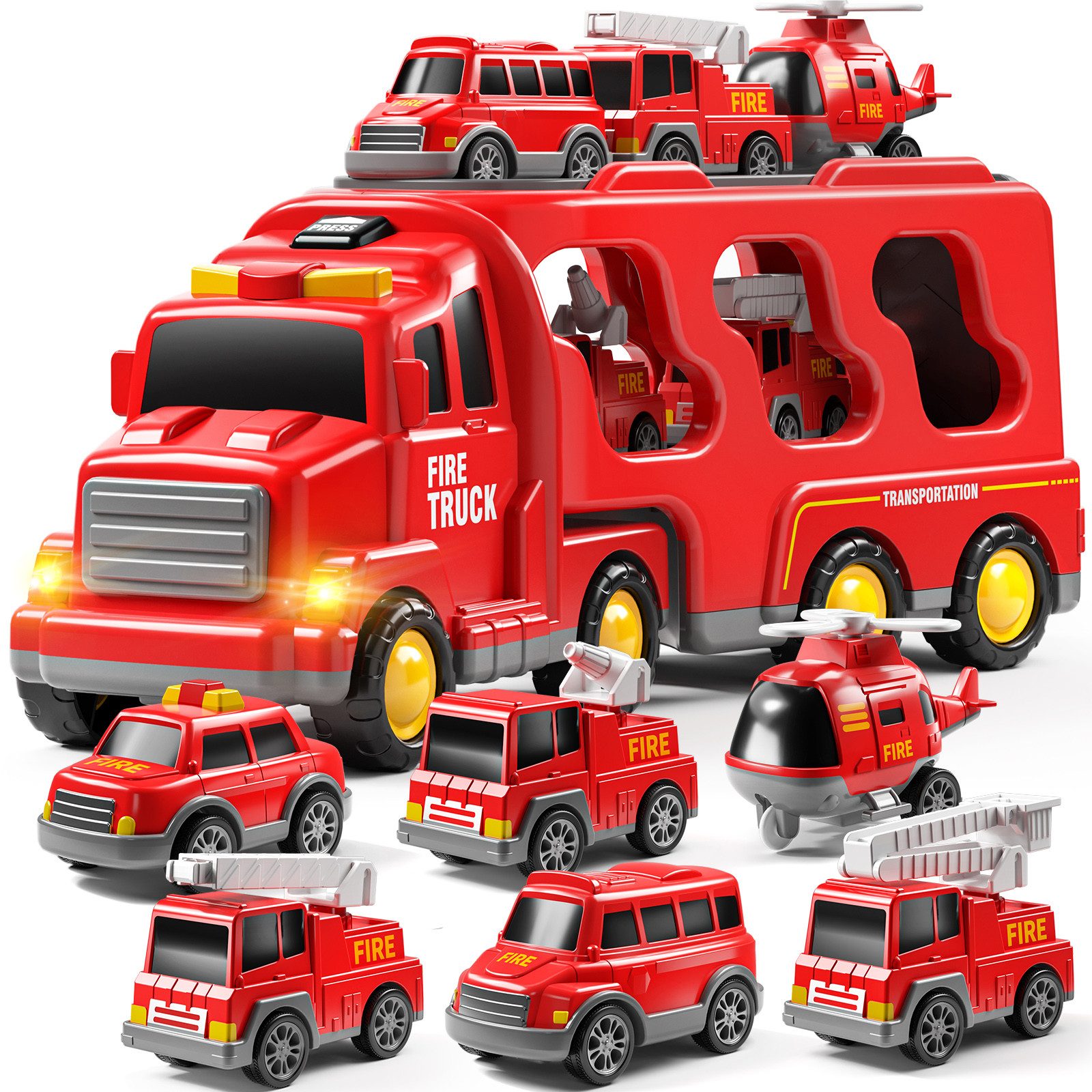 Toy Car 7 Pack Carrier Truck Transport City Vehicles Toy - Image 15