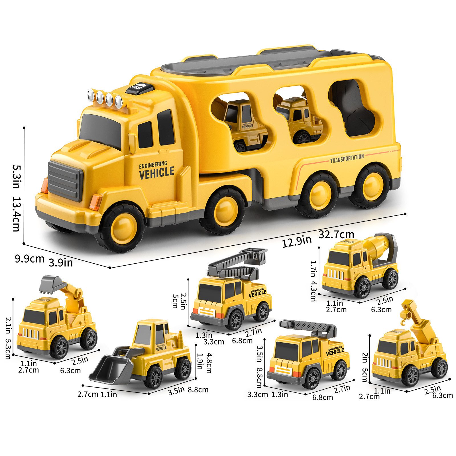 Toy Car 7 Pack Carrier Truck Transport City Vehicles Toy - Image 24