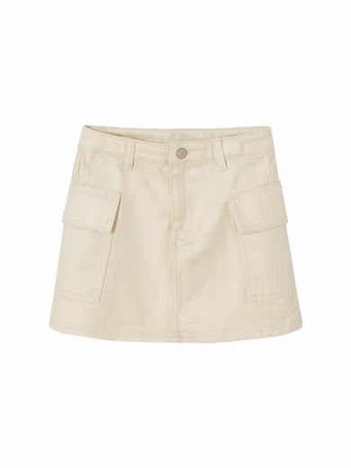 Mini skirt for girls, cargo skirt with a glossy effect