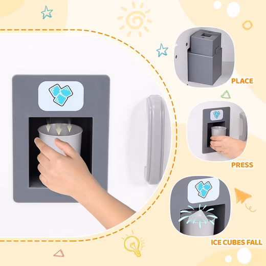 Children's kitchen set, wooden play kitchen, XXL toy kitchens (102x30x92 cm), play kitchen with sound and light, including play accessories - Image 4