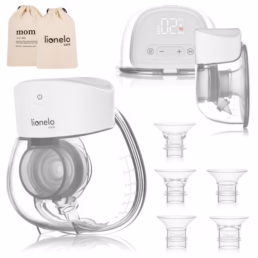 FIDI FREE LUMI electric breast pump Set with different sized funnels, hands-free/180 min battery/9 levels/LED display/USB-C