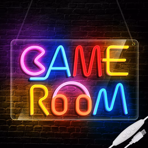 LED Decorative Light Game Room LED Neon Sign, Dimmable Wall Decoration, USB Neon Sign 40x25cm, Acrylic Panel, Gaming Room, Bedroom, Gifts & Decoration