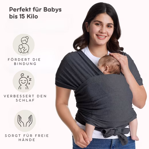 Baby sling for newborns - baby sling without tying Baby carrier from birth to 15 kilos, elastic baby sling - Image 3