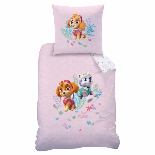 Paw Patrol children's bedding, flannel/flannel, in 135x200 + 80x80 cm 100% cotton, 2-piece set, Skye & Everest, cuddly and soft, pink, girls - Image 4
