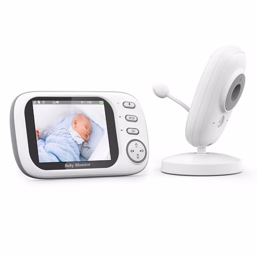 Baby monitor with camera, 3.5" LCD screen, 360° viewing angle Available (camera + monitor or single camera), viewing angle: 60 degrees