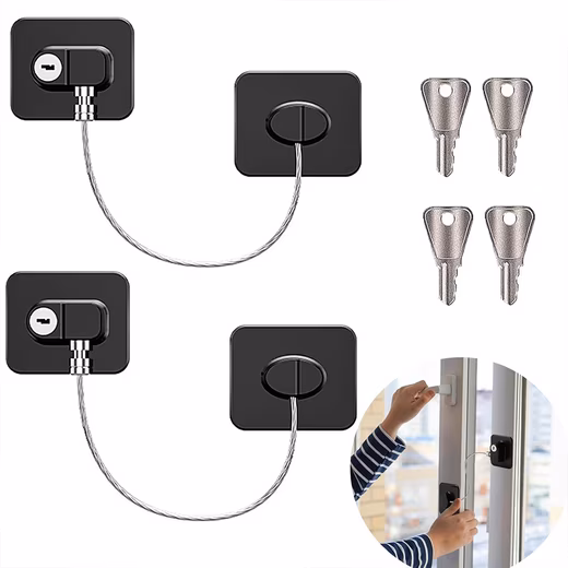 Child safety lock (2 pieces) for refrigerators, with adhesive and keys, no drilling required