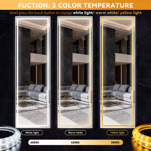 Full Length Mirror LED Full Length Mirror with Touch Light & 3 Color Temperatures - Image 6