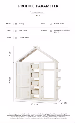 Children's Shelf Children's Wardrobe Children's Wardrobe 156x123x34cm House Shape - Image 6