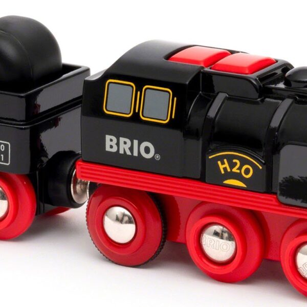 Toy train battery-powered steam locomotive with water tank