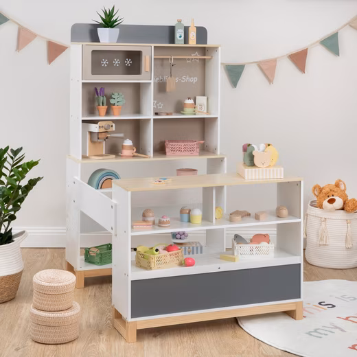 Shop VENDY with cake display and ice compartment (white-mud) Children's shop, general store