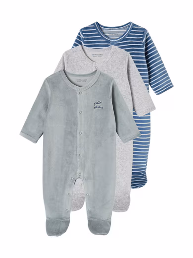 Baby velvet romper BASIC 3-pack