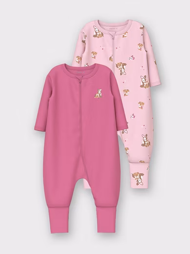 Nightsuit NBFNIGHTSUIT 2P ZIP FF Rose Deer Noos Pack of 2