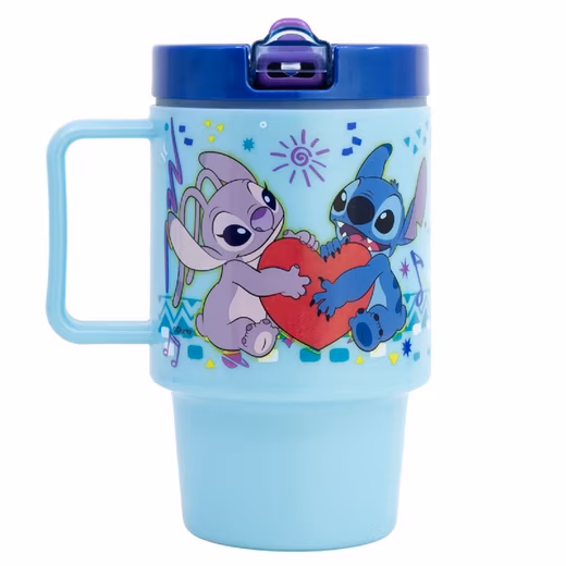 Lilo & Stitch drinking bottle, plastic cup, 530 ml with screw-on lid