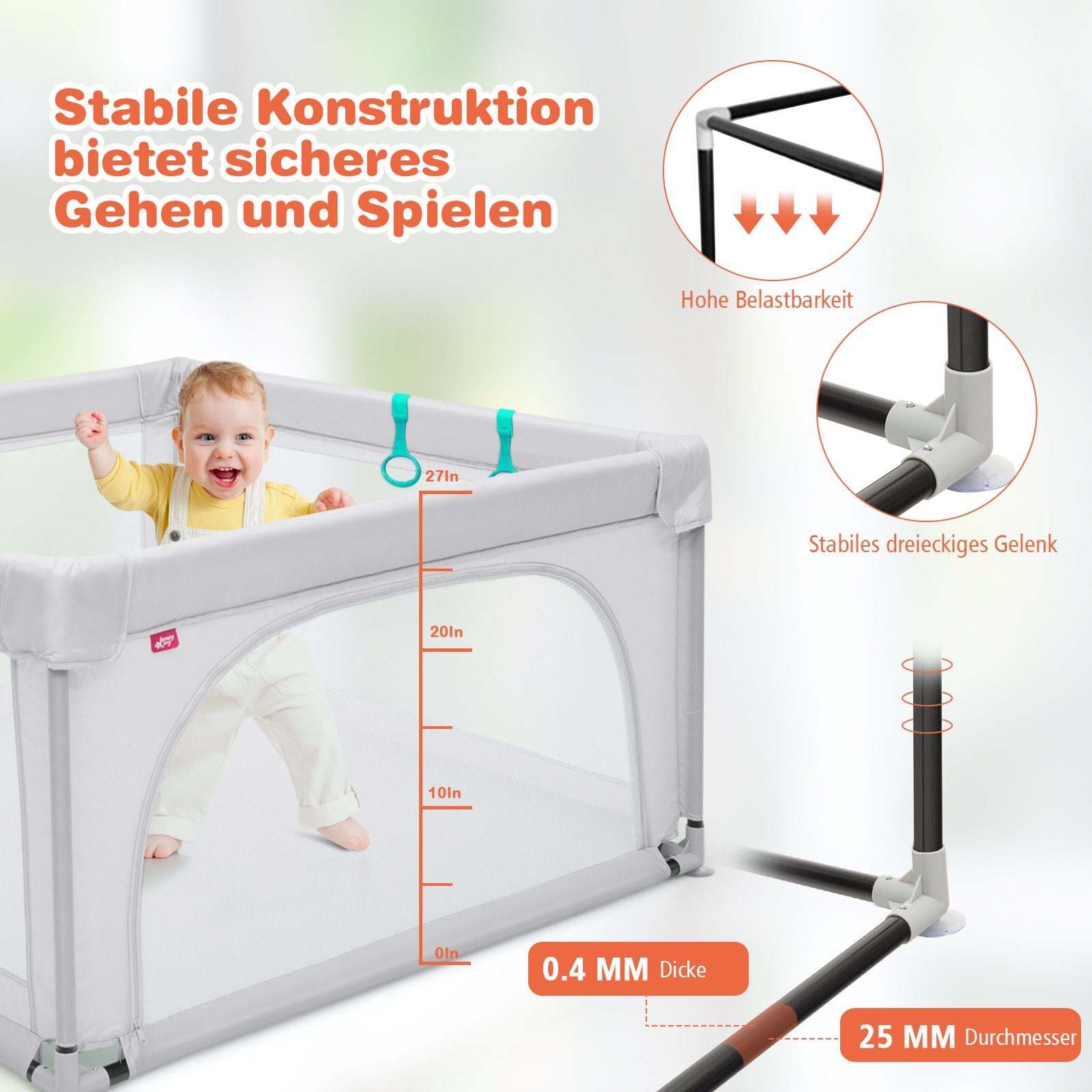 Baby Playpen (120x120cm, with breathable mesh & zipper) - Image 12