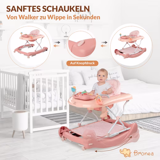 Happy Life 5-in-1 Baby Walker, Walking Aid, Baby Walker, Rocker Removable seat, converts to a swing in no time, adjustable tire resistance - Image 2