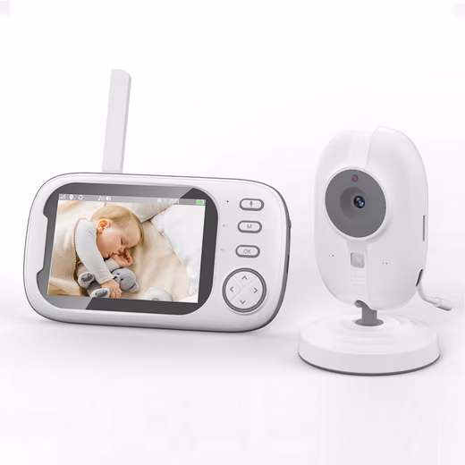 Baby monitor with LCD display and camera, 3.5 inch video baby monitor With VOX mode, night vision, two-way talk function, lullabies, HD night vision 1280*720P, 2100 mAh battery. You can set an alarm; for home, travel, parents, babies, daycare, seniors, and patients.