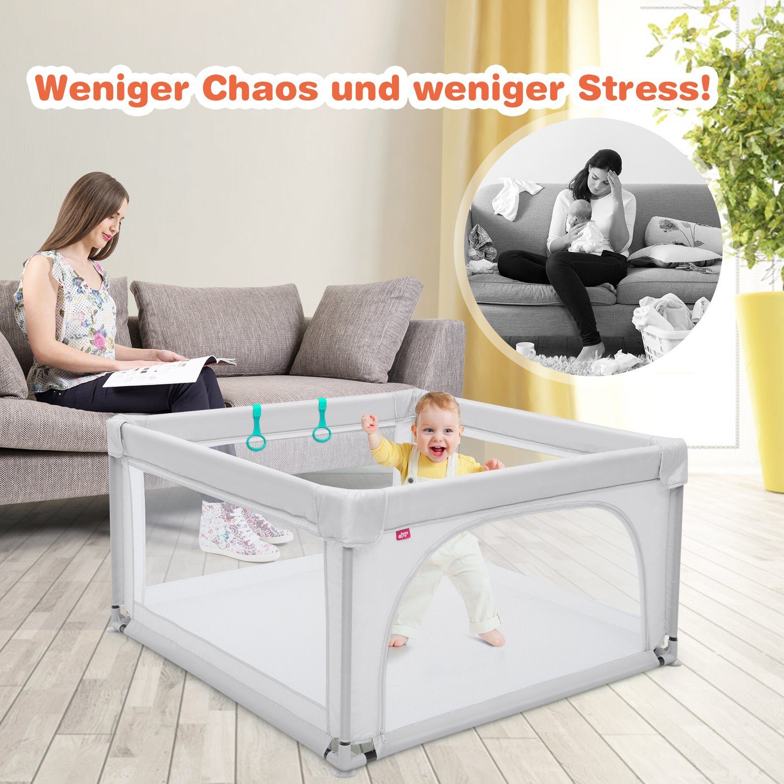 Baby Playpen (120x120cm, with breathable mesh & zipper) - Image 14