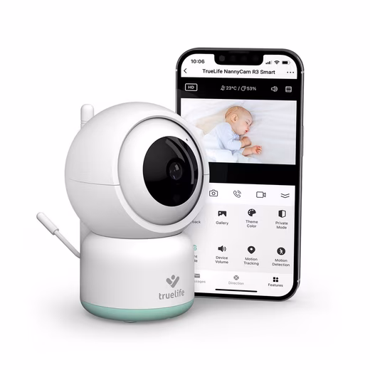 Video baby monitor NannyCam R3 Smart 1-piece set, baby unit, clear Full HD picture, unlimited range, WiFi 2.4 GHz