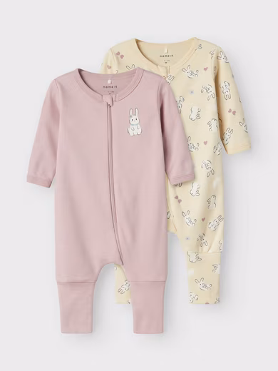 Pyjama NBFNIGHTSUIT 2P ZIP FF SAND RABBIT NOOS