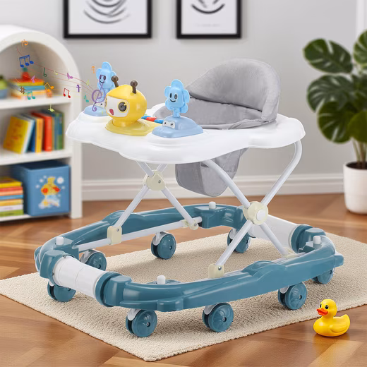 Baby walker, baby walker, baby stroller, baby walker Height-adjustable with game center and music