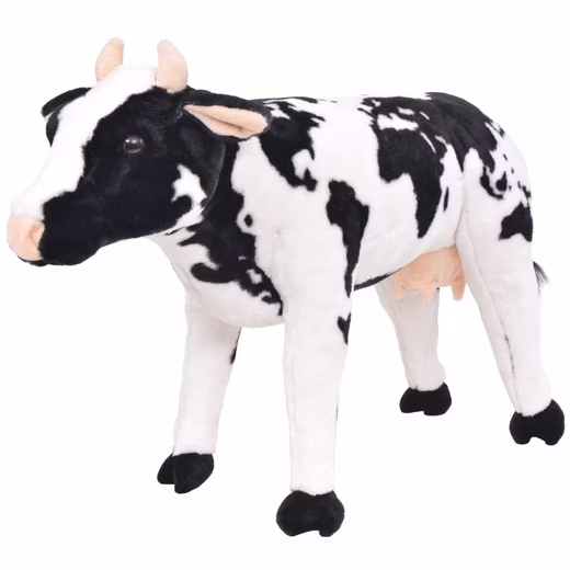 Stuffed animal, plush toy, cuddly toy, standing cow, black and white, XXL