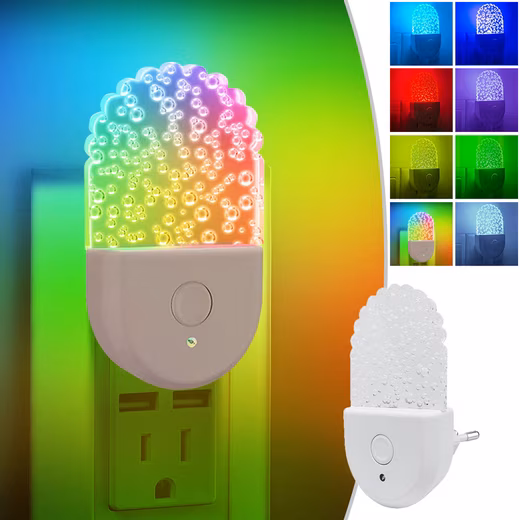 LED RGB Plug-in Night Light with Dusk Sensor for Children LED firmly integrated, RGB Night Light Dusk to Dawn Sensor