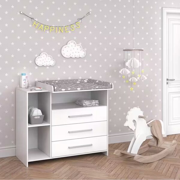 Wrap Chest Drawers Oskar, White, 113 x 100 cm with Drawers