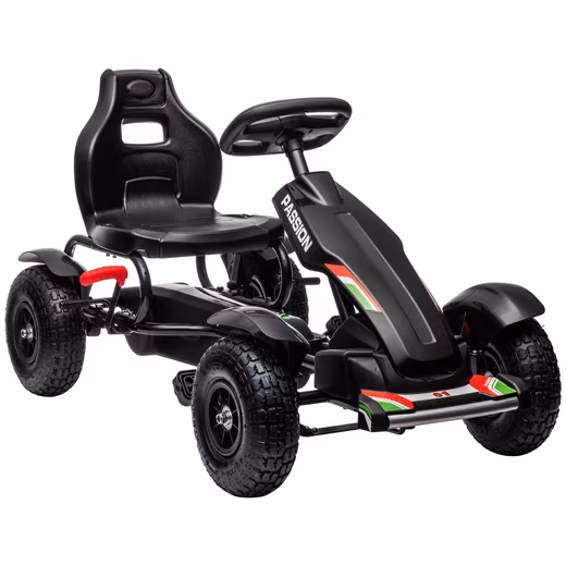 Go-kart pedal car with handbrakes, adjustable seat