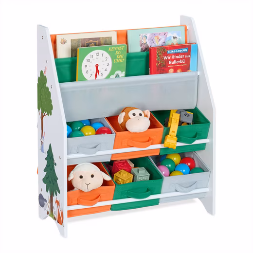 Bookcase Children's Shelf with Storage Boxes