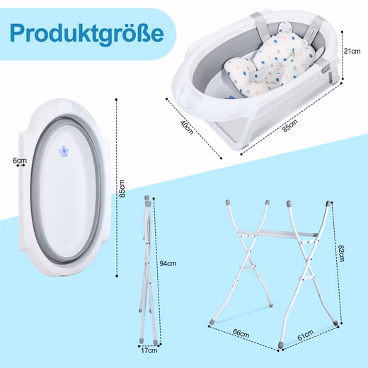 Baby Bathtub Bathtub for Kids with Stand Foldable & Stable for Newborn