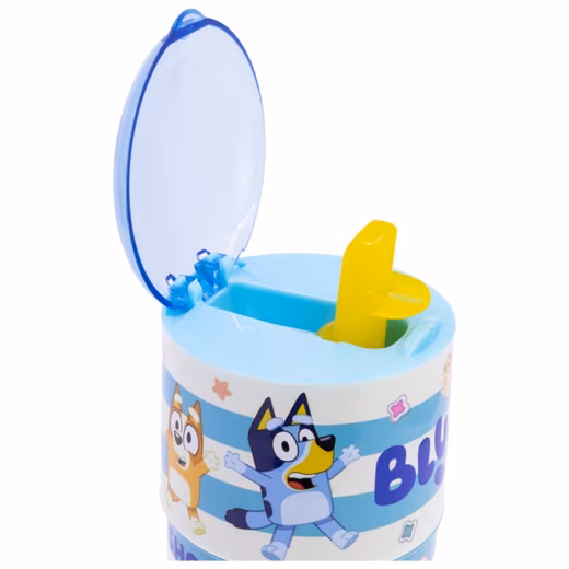 Bluey Water Bottle 350ml – made of plastic with flip-top drinking opening - Image 2