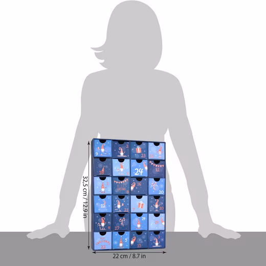 Fillable Advent Calendar DIY Christmas Calendar with 24 Doors to Fill Gnomes Dwarfs Blue - Image 2