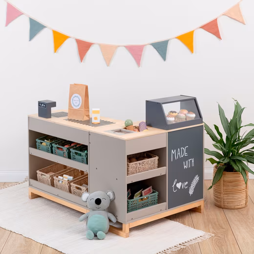 Bollea play shop, warm grey/natural FSC® - protects forests