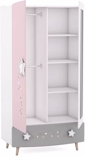 Wardrobe Wardrobe Sky Stars #441 Pink/White Girls Nursery - Image 3
