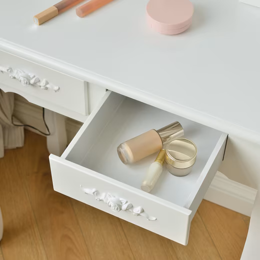 ROSY dressing table - 149 x 71 x 40 cm (incl. stool & mirror), adjustable LED lighting & storage space, dressing table - Image 5