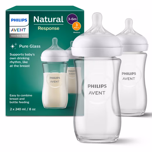 Baby bottle Natural Response SCY933/02 2 pieces, 240ml, glass, from 1 month