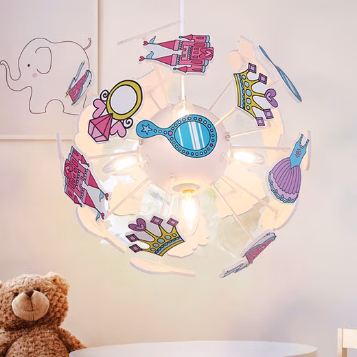 LED pendant light Light bulb included, LED pendant light RGB color changing children's room lamp princess design