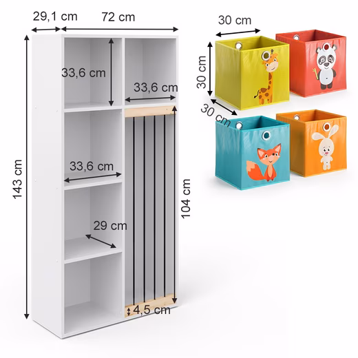 Bookcase Marvin, White, 72 x 143 cm - Image 10