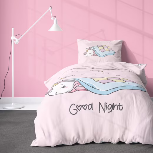Unicorn children's bedding 135x200 + 80x80 cm, 100% cotton Percale, 2-piece, skin-friendly with zipper, girls' bedding, teenagers