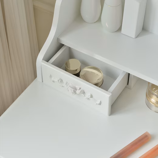 ROSY dressing table - 149 x 71 x 40 cm (incl. stool & mirror), adjustable LED lighting & storage space, dressing table - Image 4