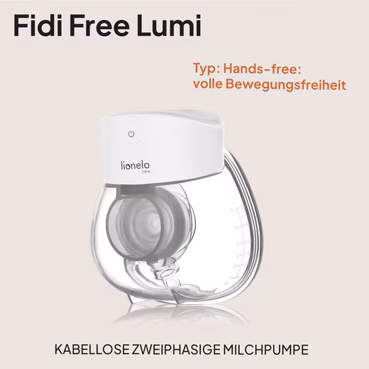 FIDI FREE LUMI electric breast pump Set with different sized funnels, hands-free/180 min battery/9 levels/LED display/USB-C - Image 3